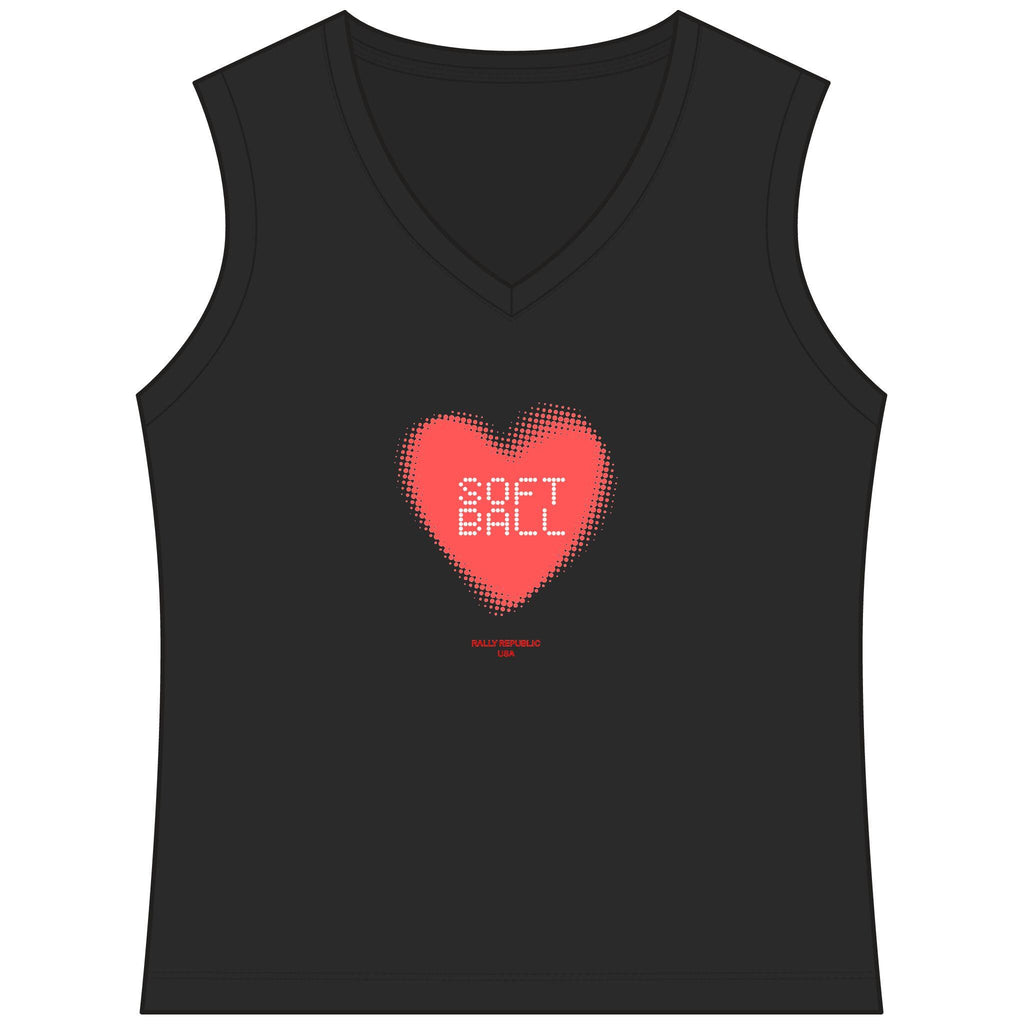 Softball Love Women's Sleeveless Competitor V-Neck Tee, by Rally Republic