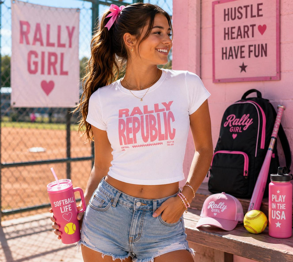 Rally Girl Softball USA Rib Baby Tee, by Rally Republic