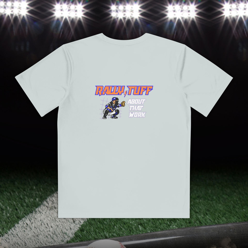 Rally TUFF “About That Work” Catching Reps Youth Athletic Tee