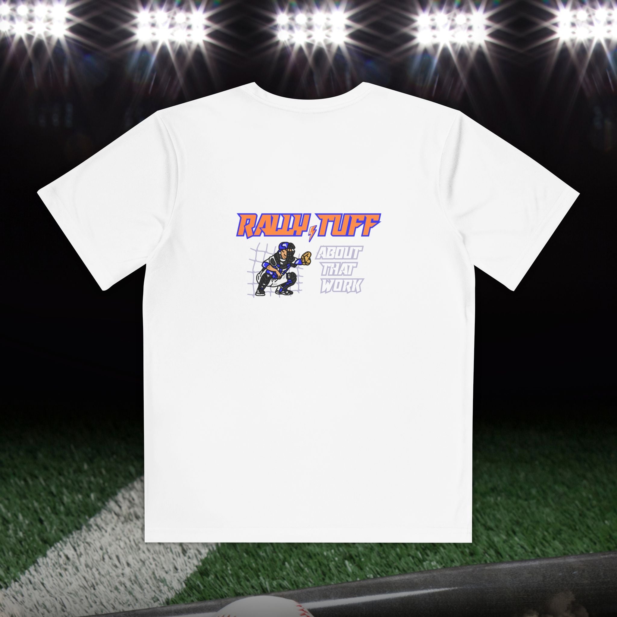 Rally TUFF “About That Work” Catching Reps Youth Athletic Tee