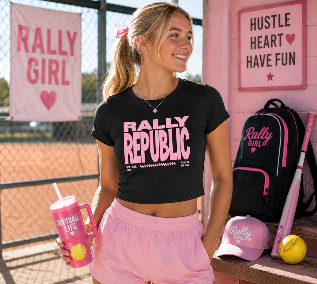 Rally Girl Softball USA Rib Baby Tee, by Rally Republic