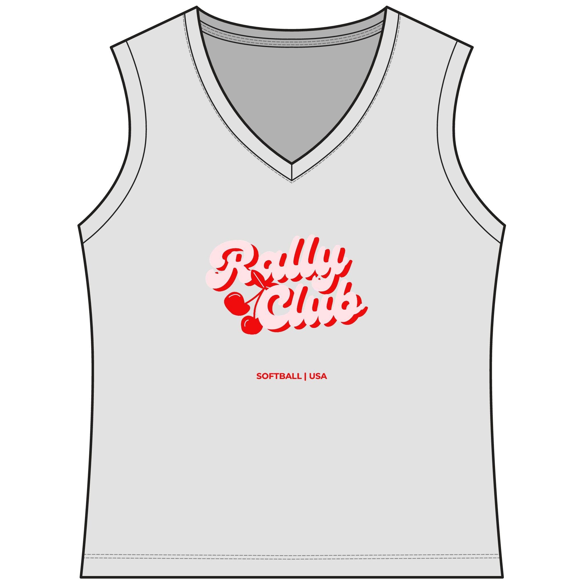 RallyGirl Softball Club Women's Sleeveless Competitor V-Neck Tee, by Rally Republic