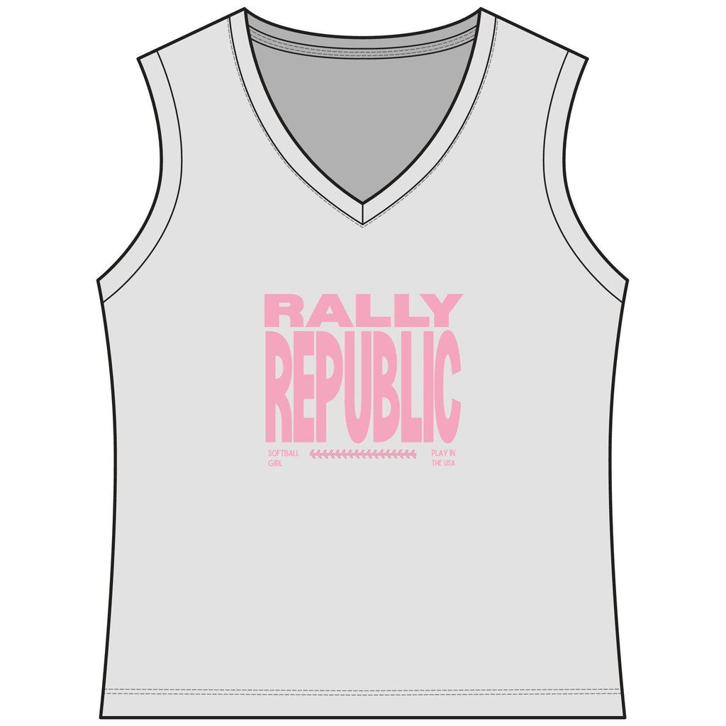RallyGirl Play In The USA Women's Sleeveless Competitor V-Neck Tee, by Rally Republic