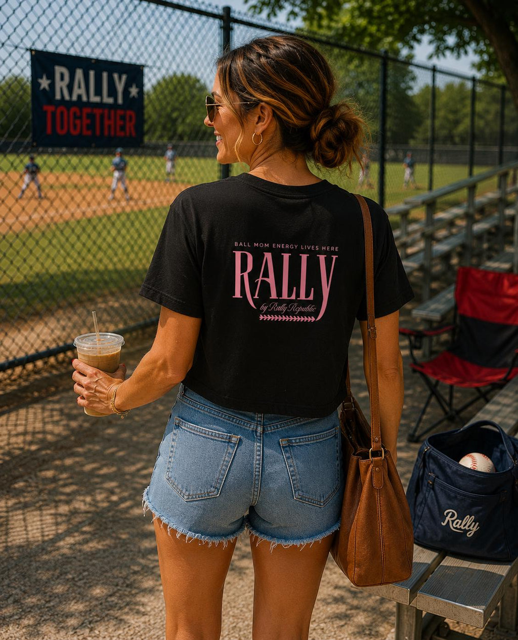 Ball Mom Energy Women's Cropped Boxy Tee, by Rally Republic