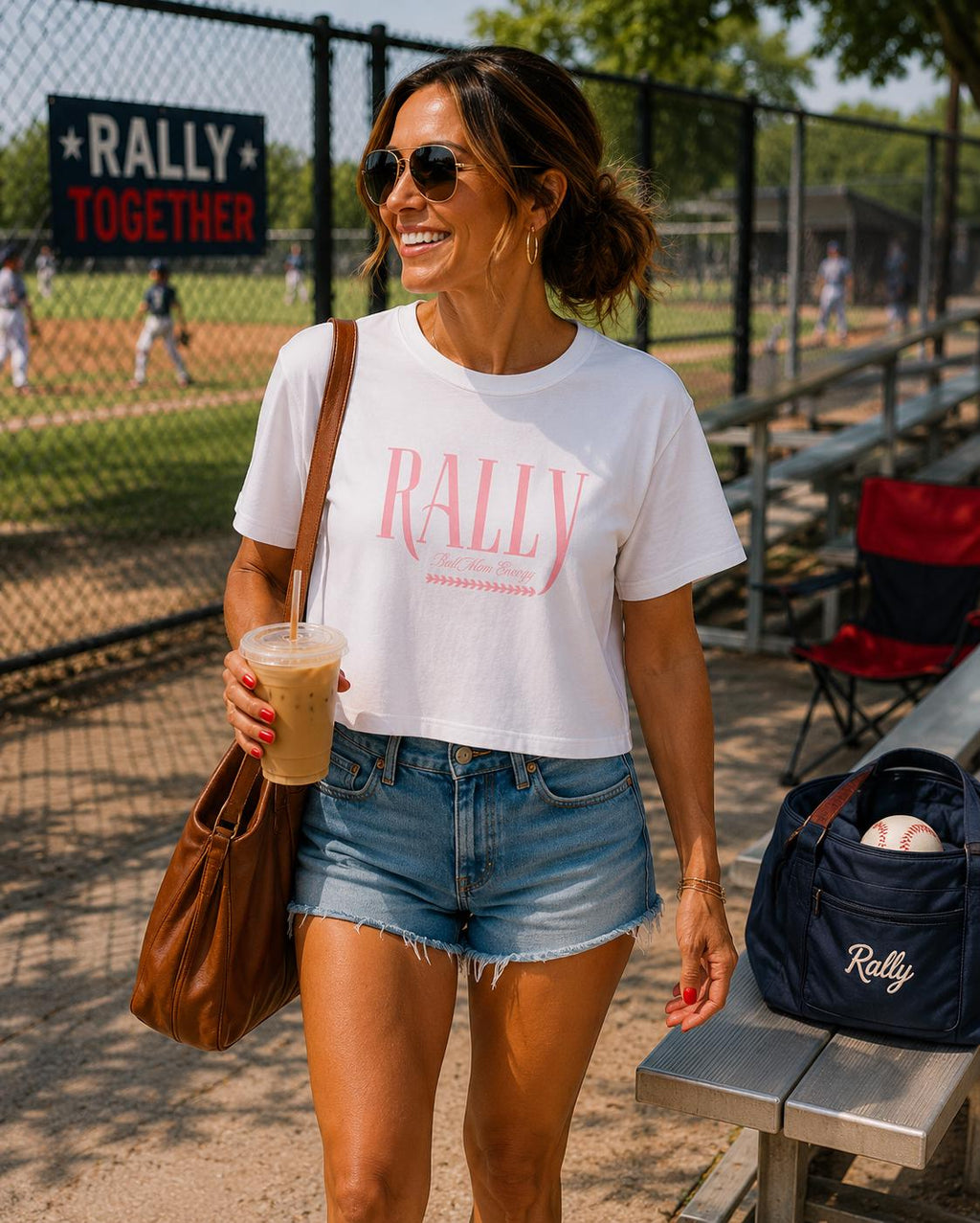 Ball Mom Energy Women's Cropped Boxy Tee, by Rally Republic