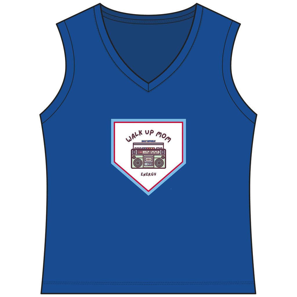 Walk Up Mom Energy Women's Sleeveless Competitor V-Neck Tee, by Rally Republic