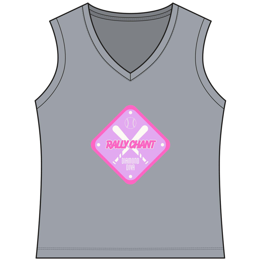 RallyGirl Diamond Diva Women's Sleeveless Competitor V-Neck Tee, by Rally Republic
