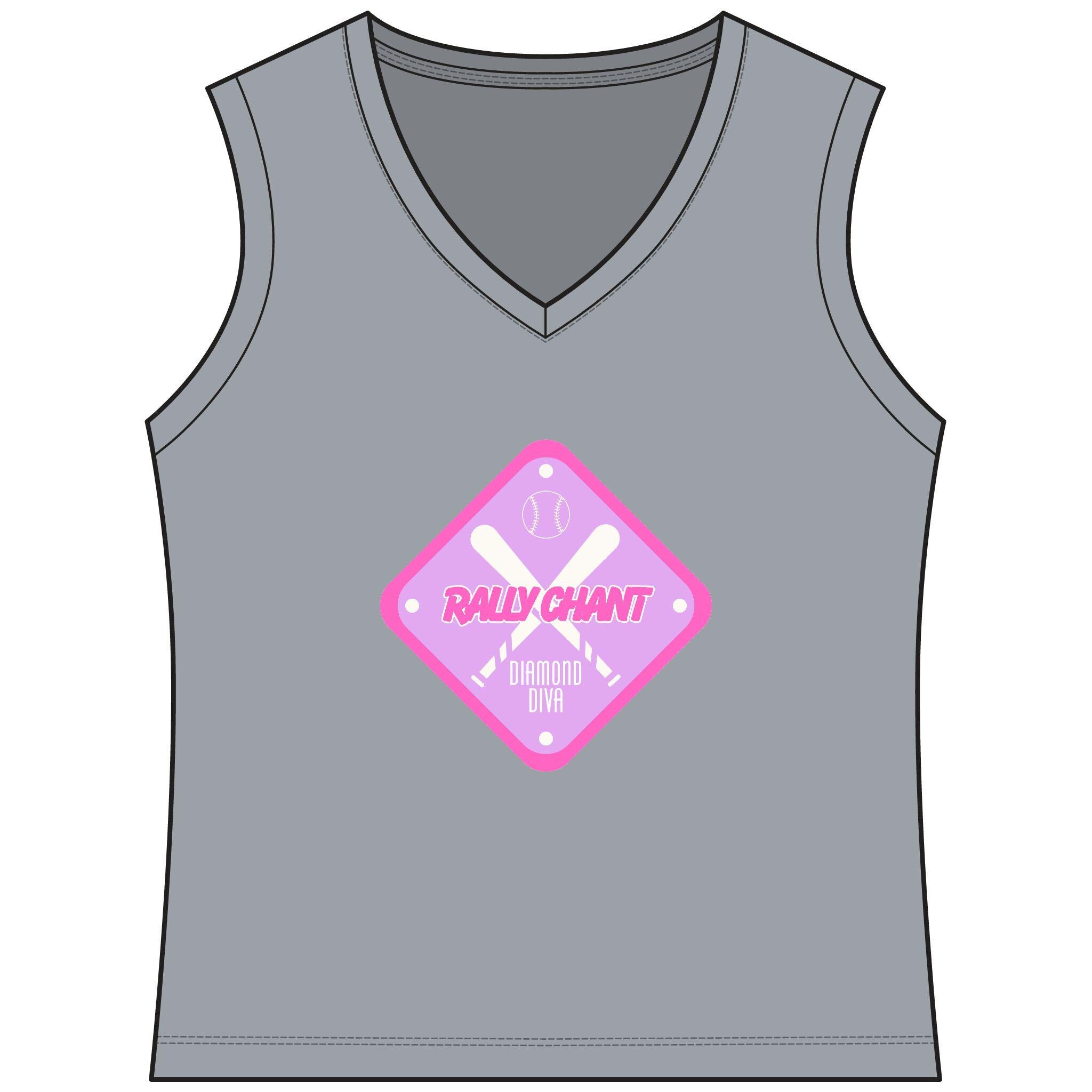 RallyGirl Diamond Diva Women's Sleeveless Competitor V-Neck Tee, by Rally Republic
