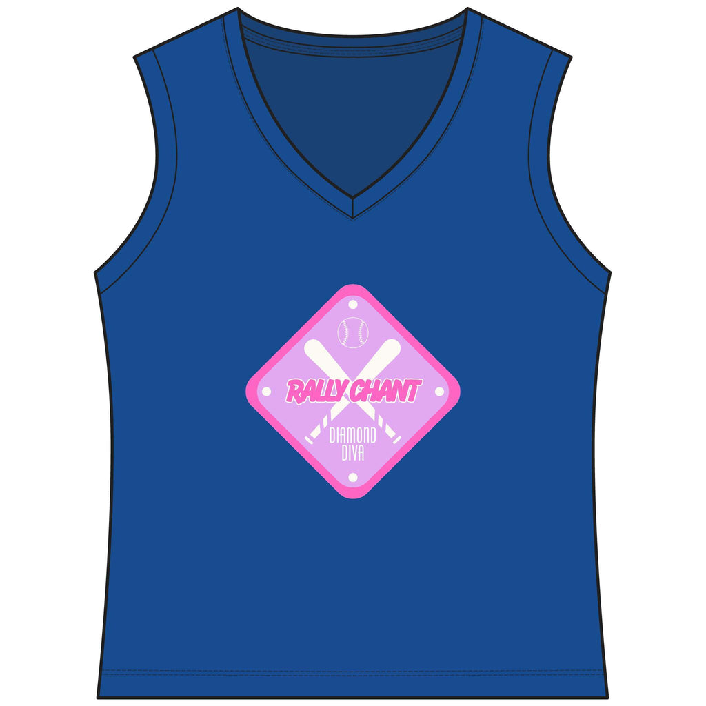 RallyGirl Diamond Diva Women's Sleeveless Competitor V-Neck Tee, by Rally Republic