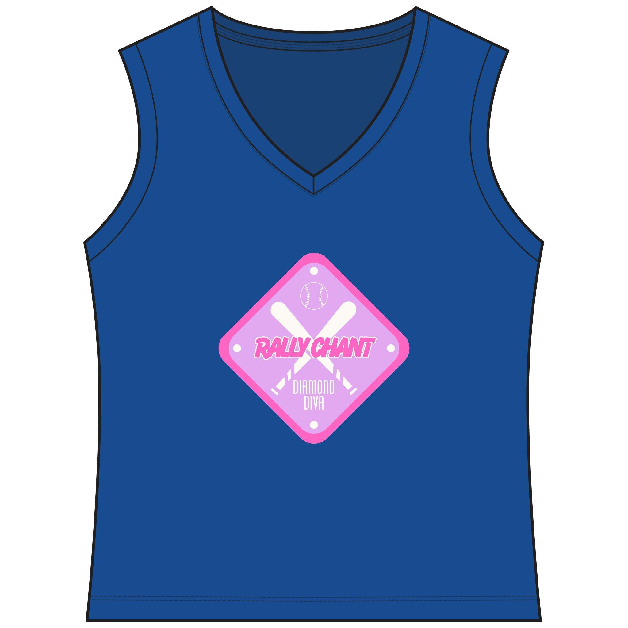 RallyGirl Diamond Diva Women's Sleeveless Competitor V-Neck Tee, by Rally Republic
