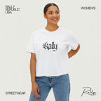 Rally Stately Script Women's Boxy Tee