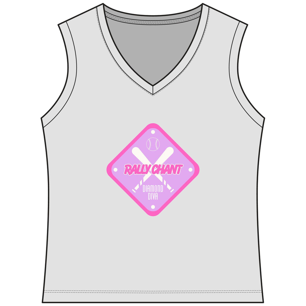RallyGirl Diamond Diva Women's Sleeveless Competitor V-Neck Tee, by Rally Republic