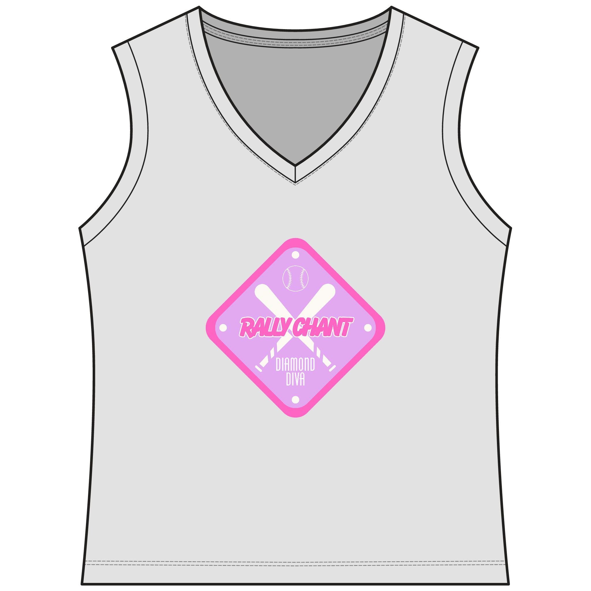 RallyGirl Diamond Diva Women's Sleeveless Competitor V-Neck Tee, by Rally Republic