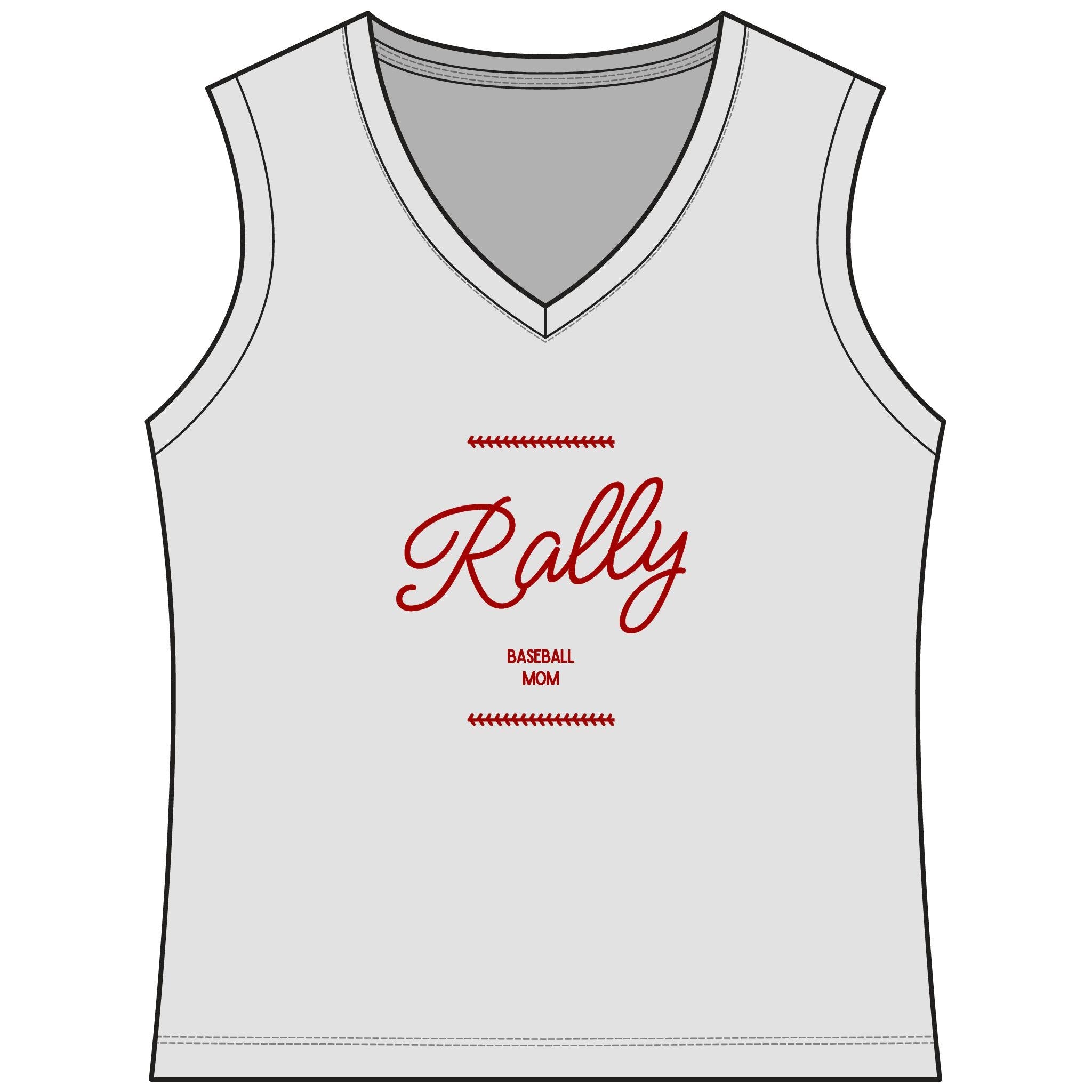 Rally Baseball Mom Women's Sleeveless Competitor V-Neck Tee, by Rally Republic