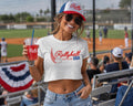 Rally in the USA Women's Baby Tee, by Rally Republic