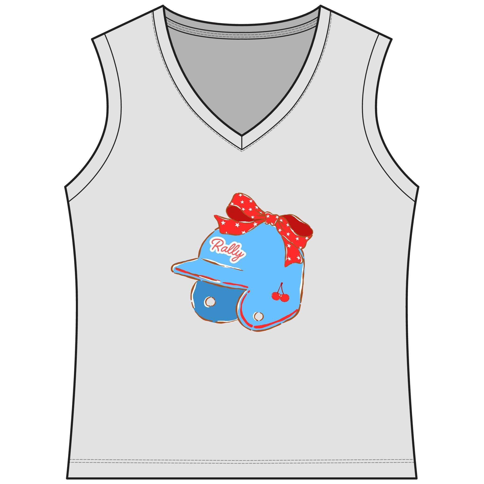 Rally Helmet Women's Sleeveless Competitor V-Neck Tee, by Rally Republic