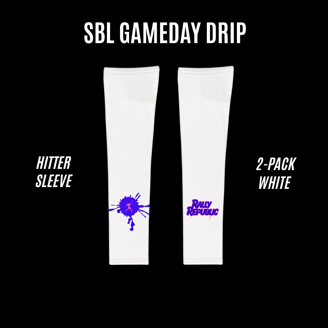 Gameday Drip White/Purple Women’s Hitter Sleeves — 2 Pack