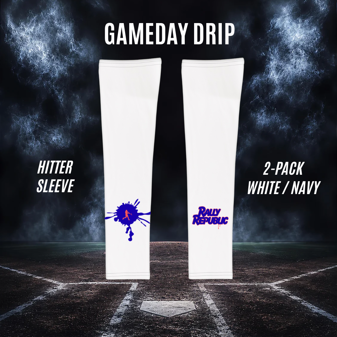 Gameday Drip White/Navy Men’s Hitter Sleeve — 2 Pack