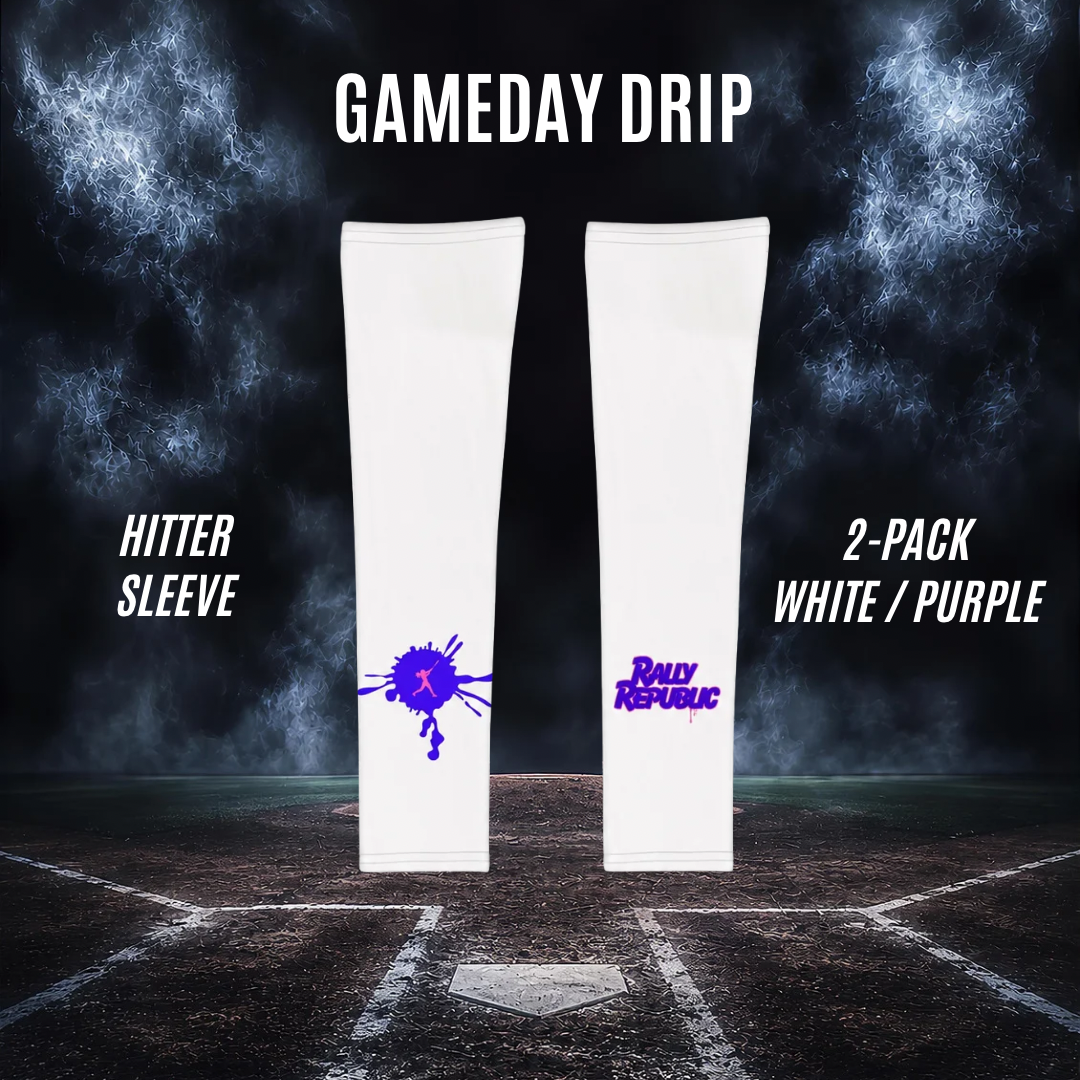 Gameday Drip White/Purple Women’s Hitter Sleeves — 2 Pack