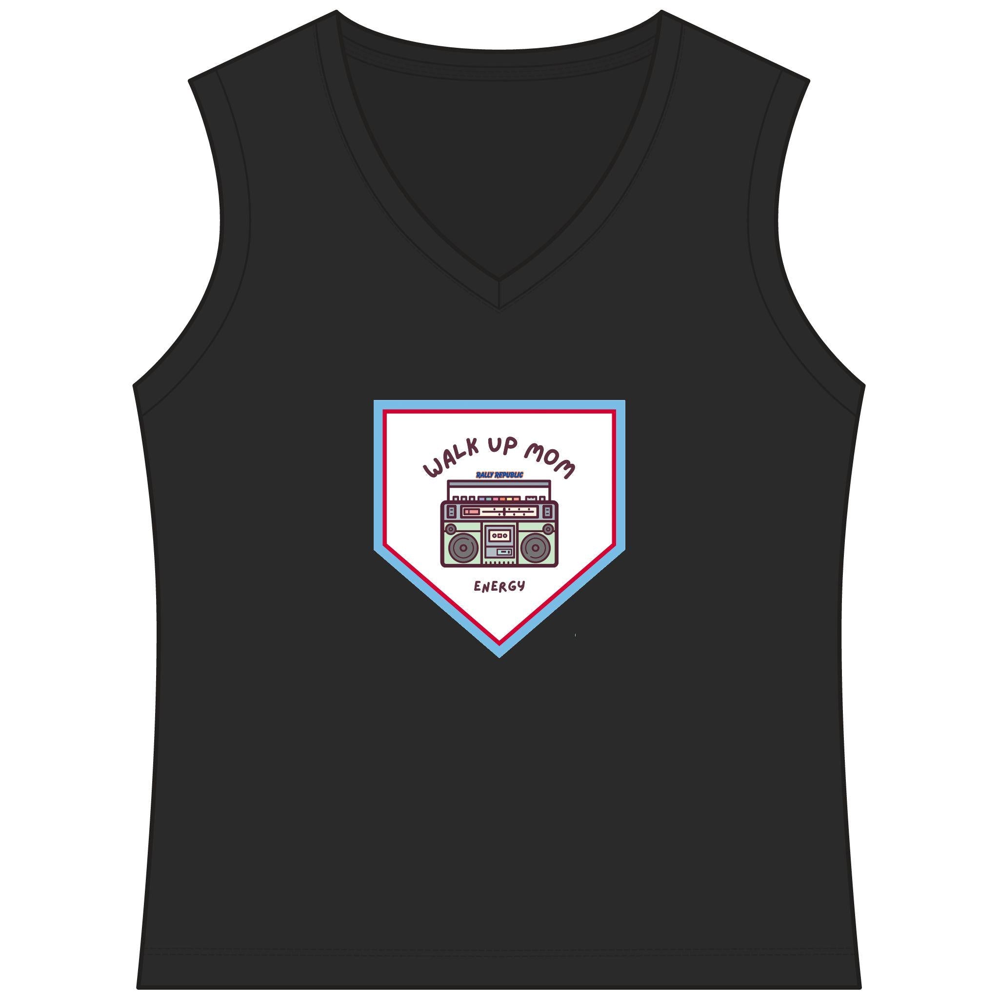 Walk Up Mom Energy Women's Sleeveless Competitor V-Neck Tee, by Rally Republic