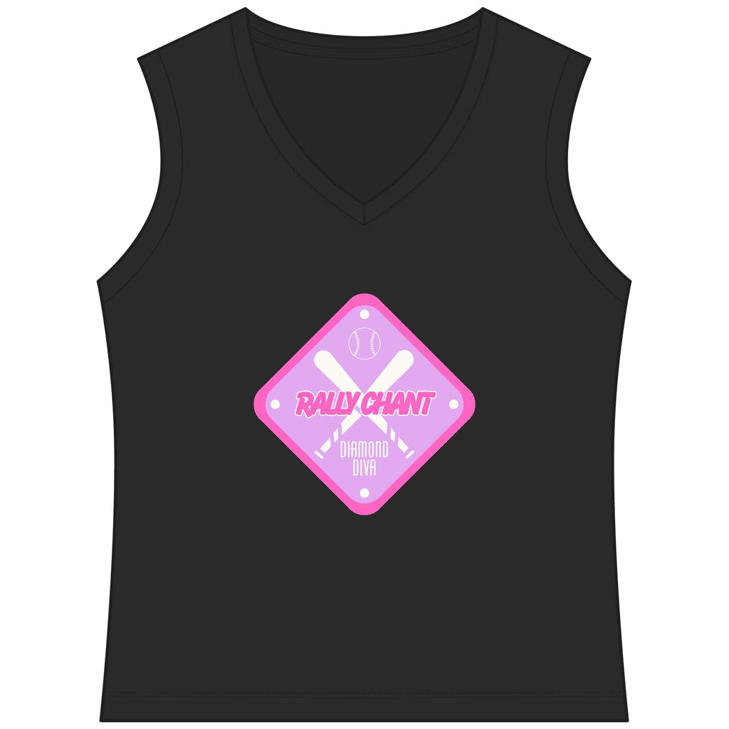 RallyGirl Diamond Diva Women's Sleeveless Competitor V-Neck Tee, by Rally Republic