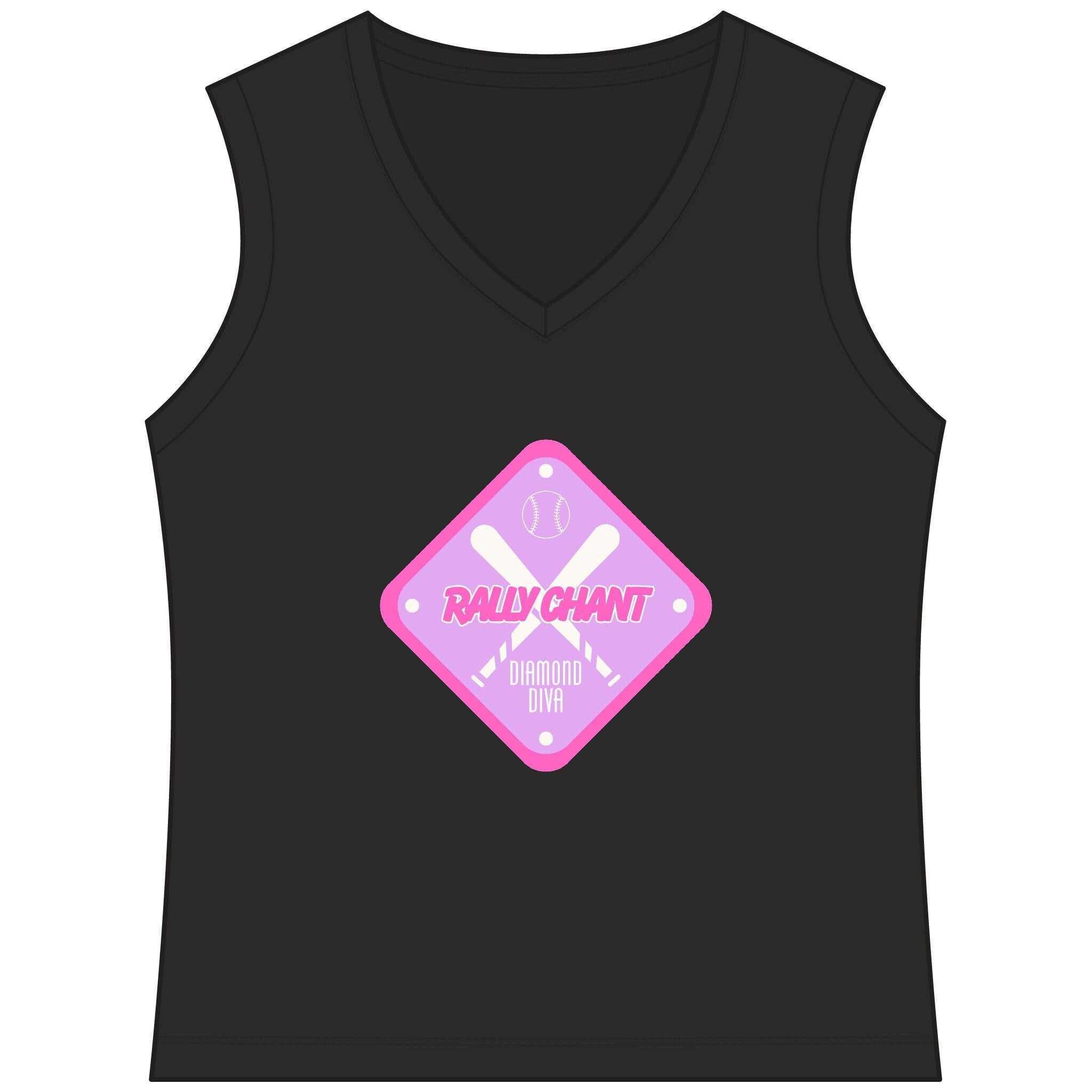 RallyGirl Diamond Diva Women's Sleeveless Competitor V-Neck Tee, by Rally Republic