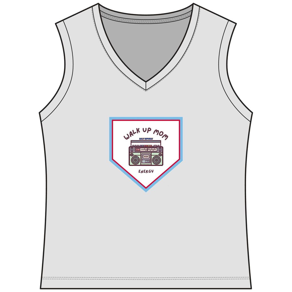 Walk Up Mom Energy Women's Sleeveless Competitor V-Neck Tee, by Rally Republic
