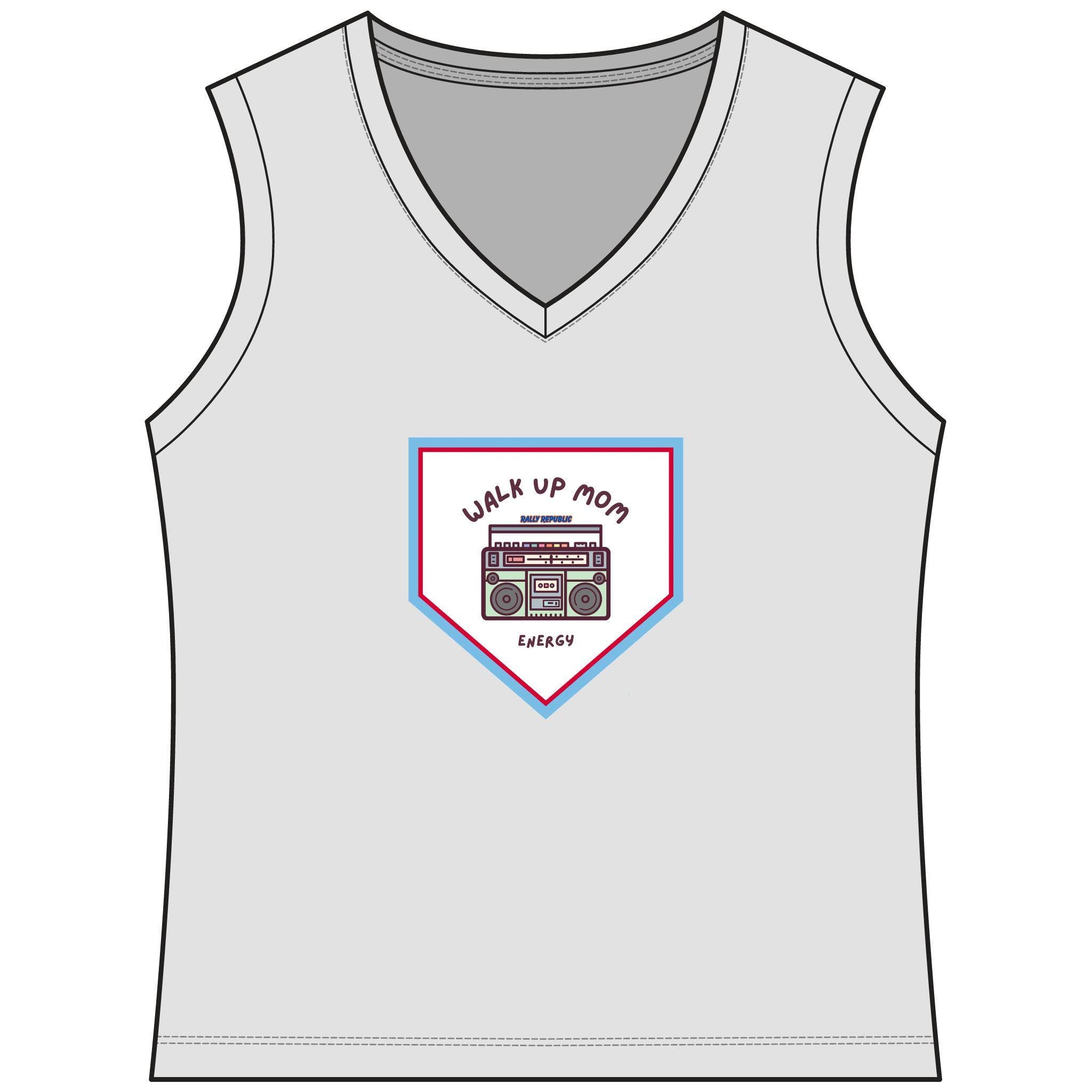 Walk Up Mom Energy Women's Sleeveless Competitor V-Neck Tee, by Rally Republic