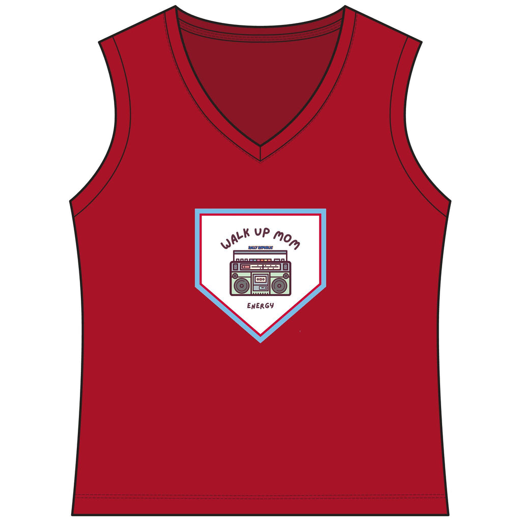 Walk Up Mom Energy Women's Sleeveless Competitor V-Neck Tee, by Rally Republic