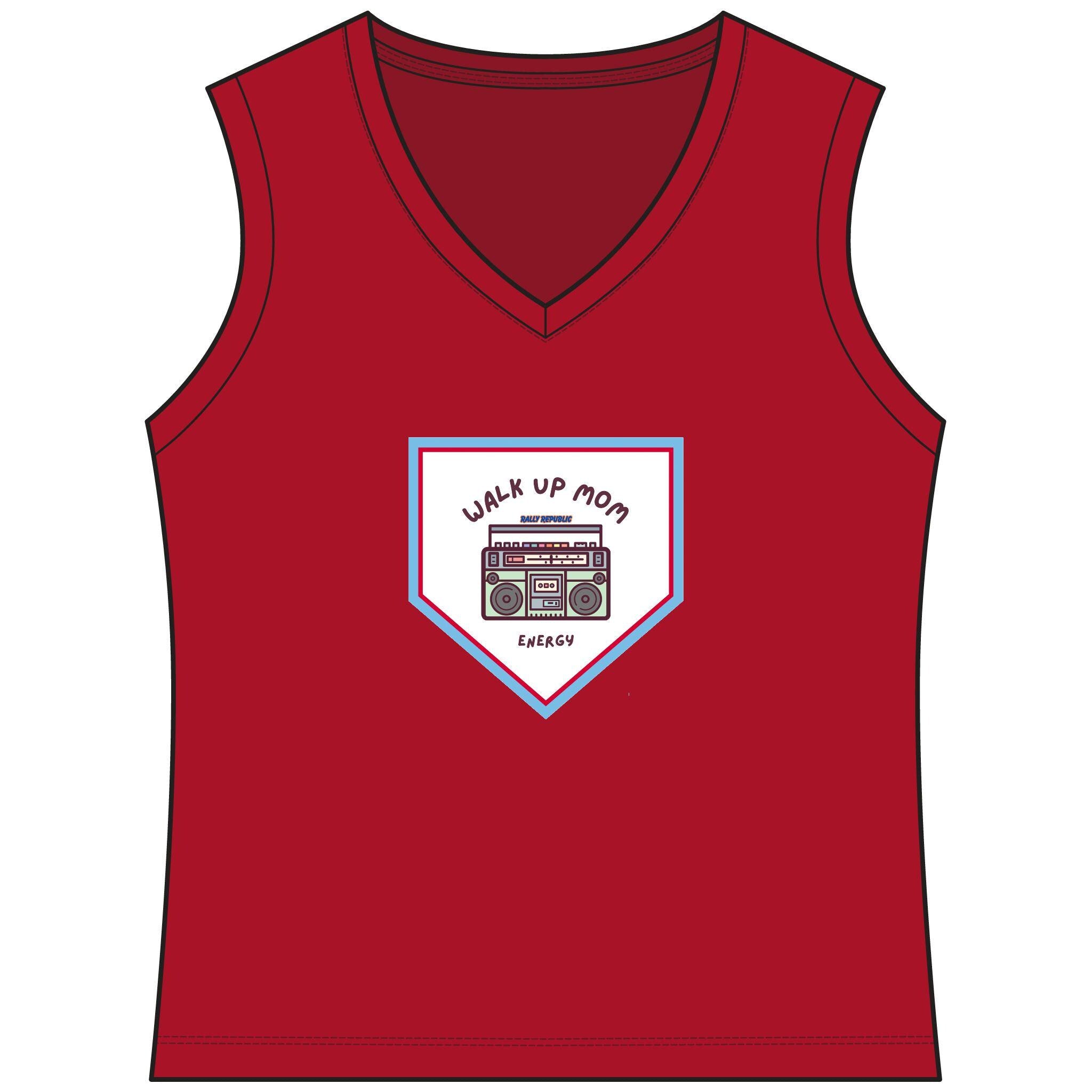 Walk Up Mom Energy Women's Sleeveless Competitor V-Neck Tee, by Rally Republic