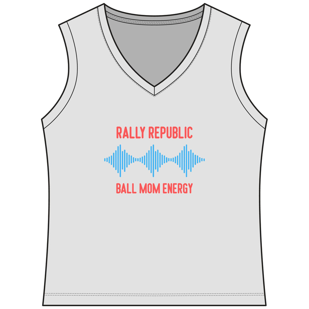 Ball Mom Energy Women's Sleeveless Competitor V-Neck Tee, by Rally Republic