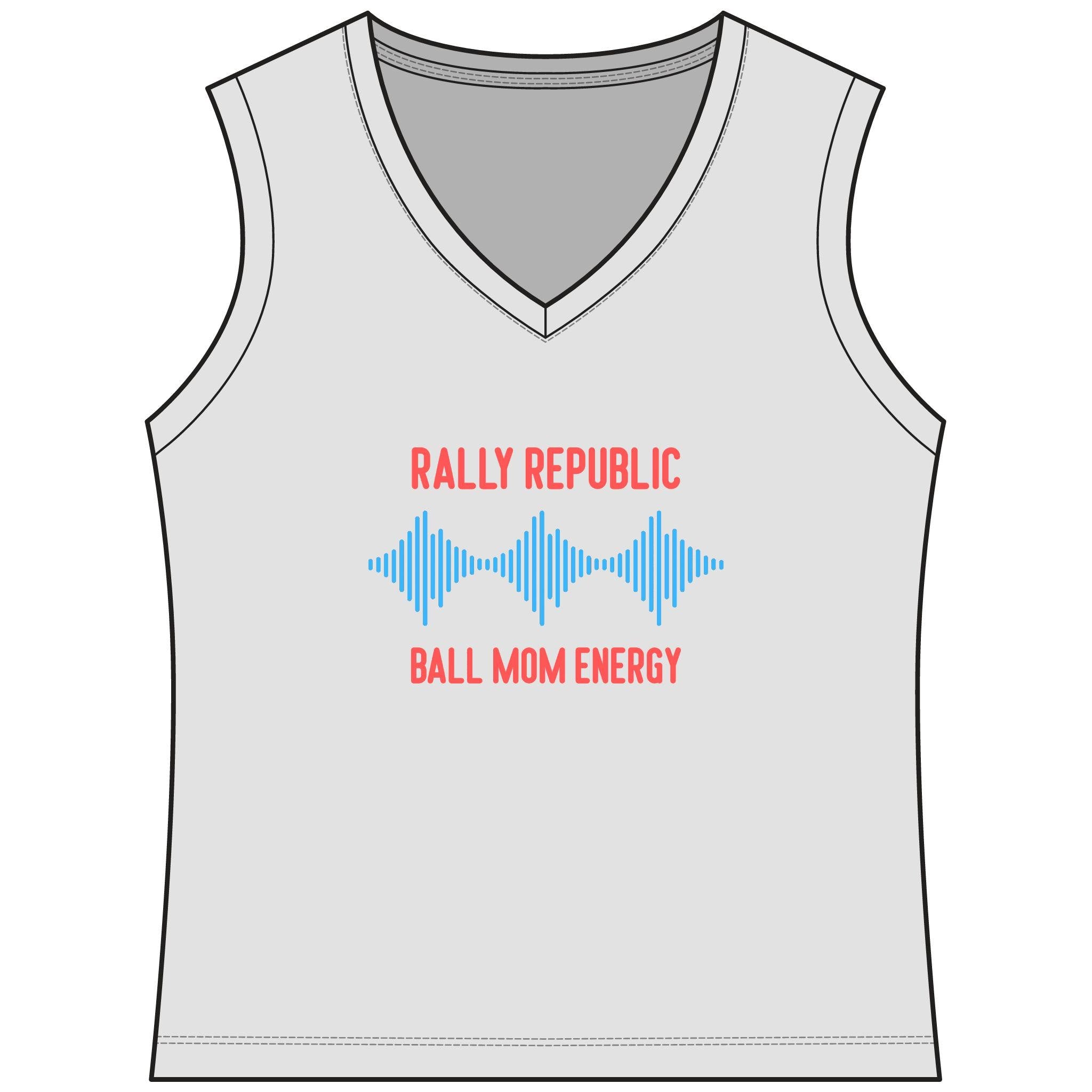 Ball Mom Energy Women's Sleeveless Competitor V-Neck Tee, by Rally Republic