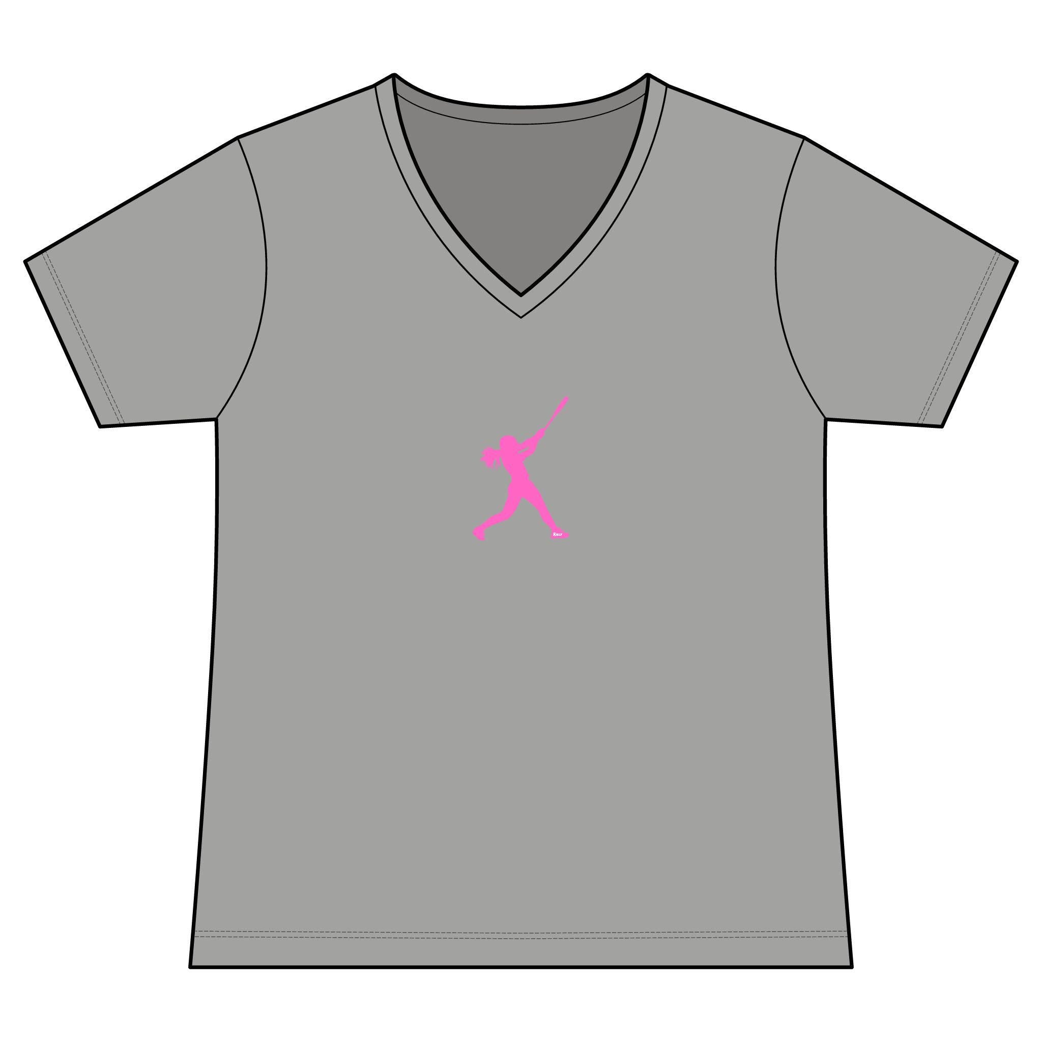 Rally Girl Signature Hitter Performance V-Neck Tee, by Rally Republic