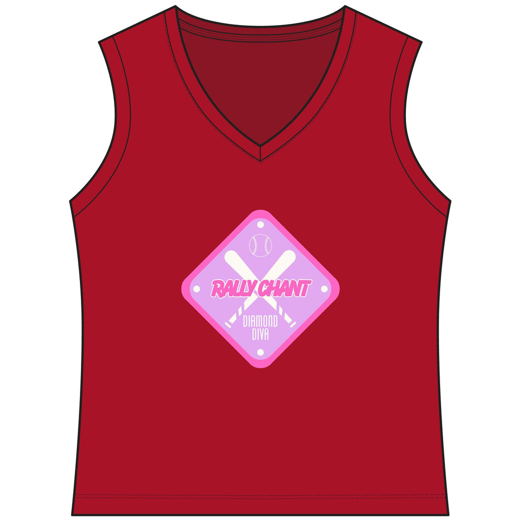 RallyGirl Diamond Diva Women's Sleeveless Competitor V-Neck Tee, by Rally Republic