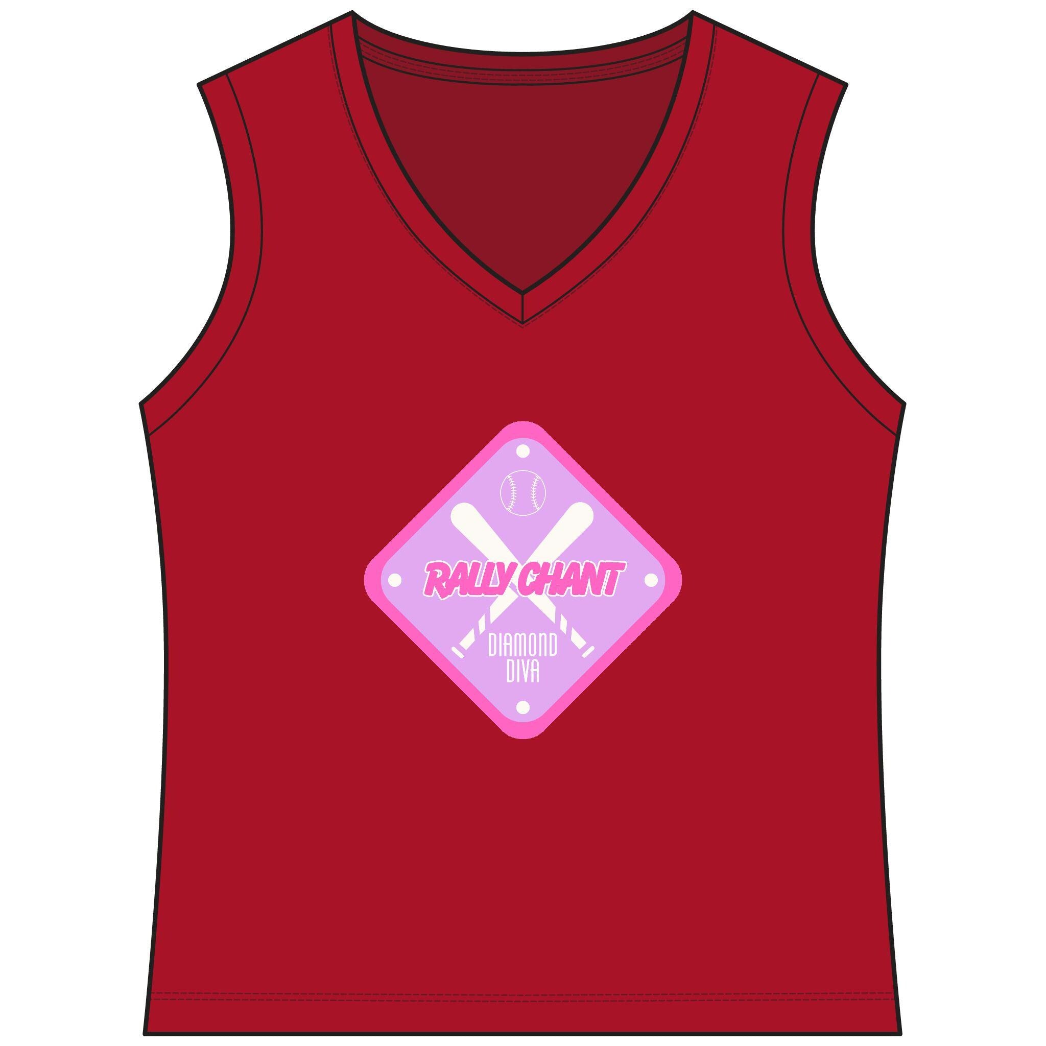 RallyGirl Diamond Diva Women's Sleeveless Competitor V-Neck Tee, by Rally Republic