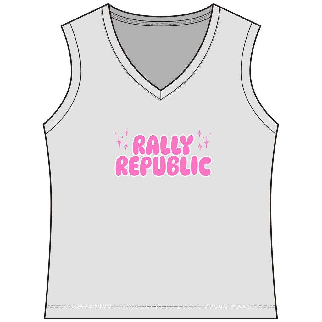 Rally Sparkles Women's Sleeveless Competitor V-Neck Tee, by Rally Republic