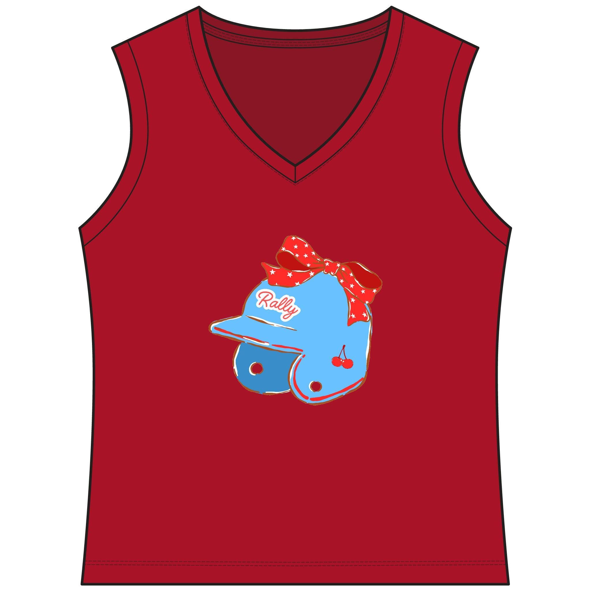 Rally Helmet Women's Sleeveless Competitor V-Neck Tee, by Rally Republic