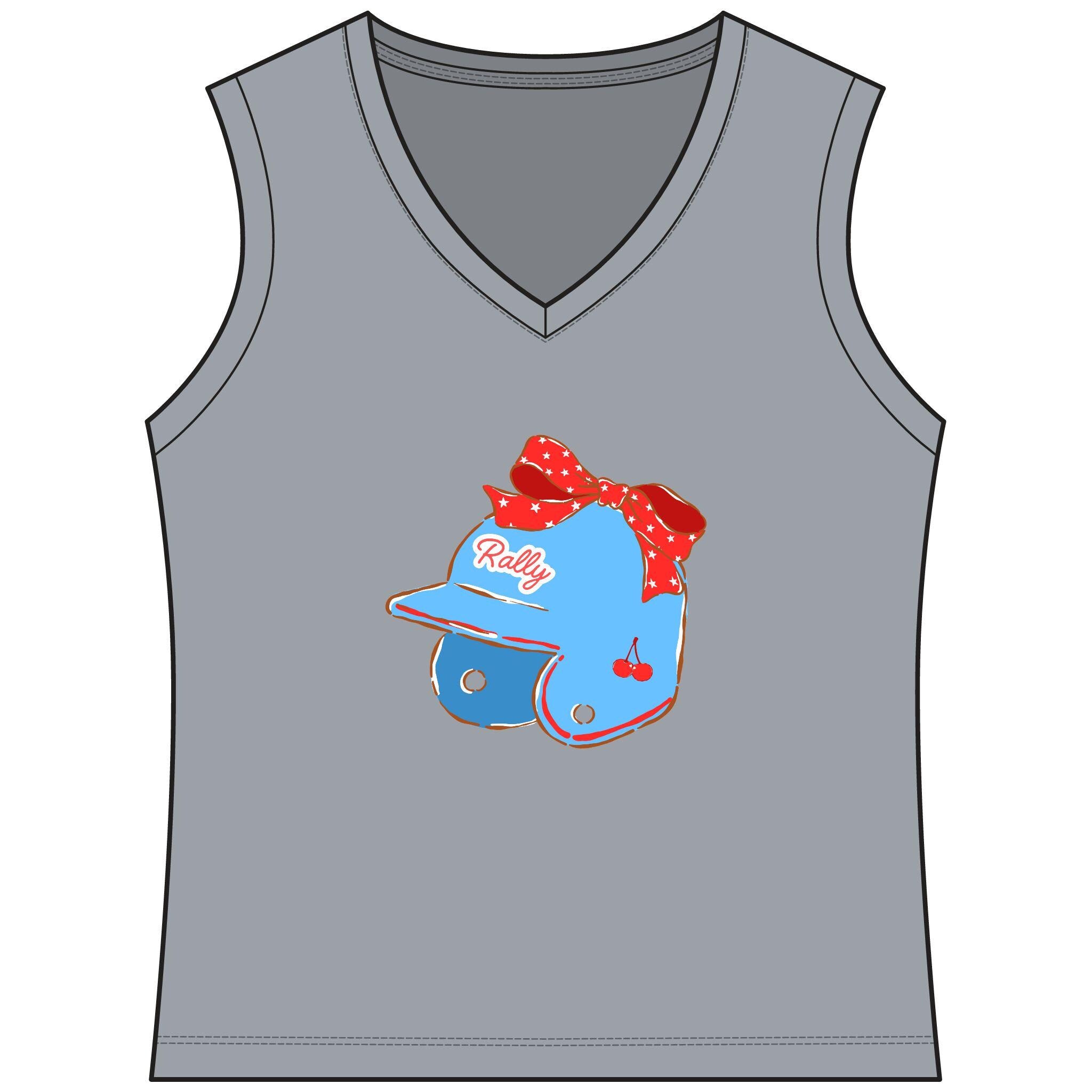 Rally Helmet Women's Sleeveless Competitor V-Neck Tee, by Rally Republic