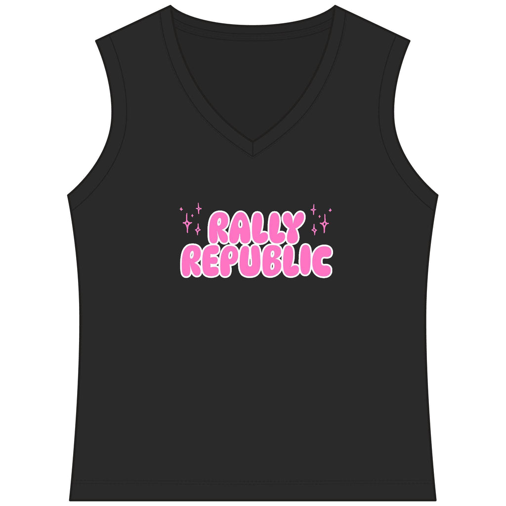 Rally Sparkles Women's Sleeveless Competitor V-Neck Tee, by Rally Republic