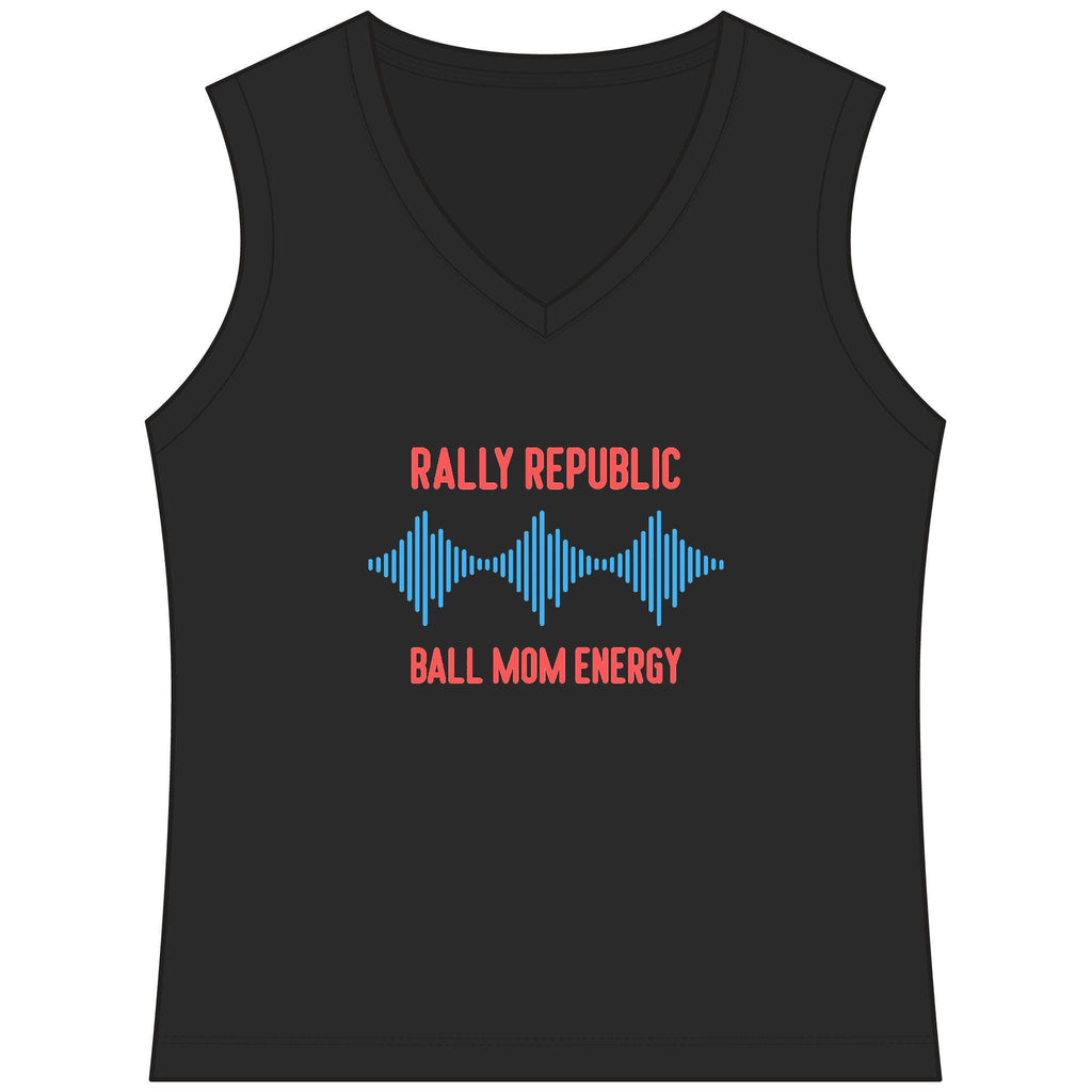 Ball Mom Energy Women's Sleeveless Competitor V-Neck Tee, by Rally Republic