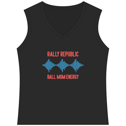 Ball Mom Energy Women's Sleeveless Competitor V-Neck Tee, by Rally Republic